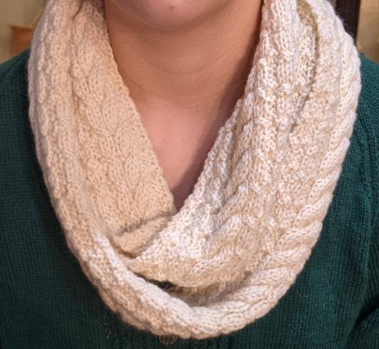 Irish Loop (Cable and Moss Stitch Infinity) Scarf