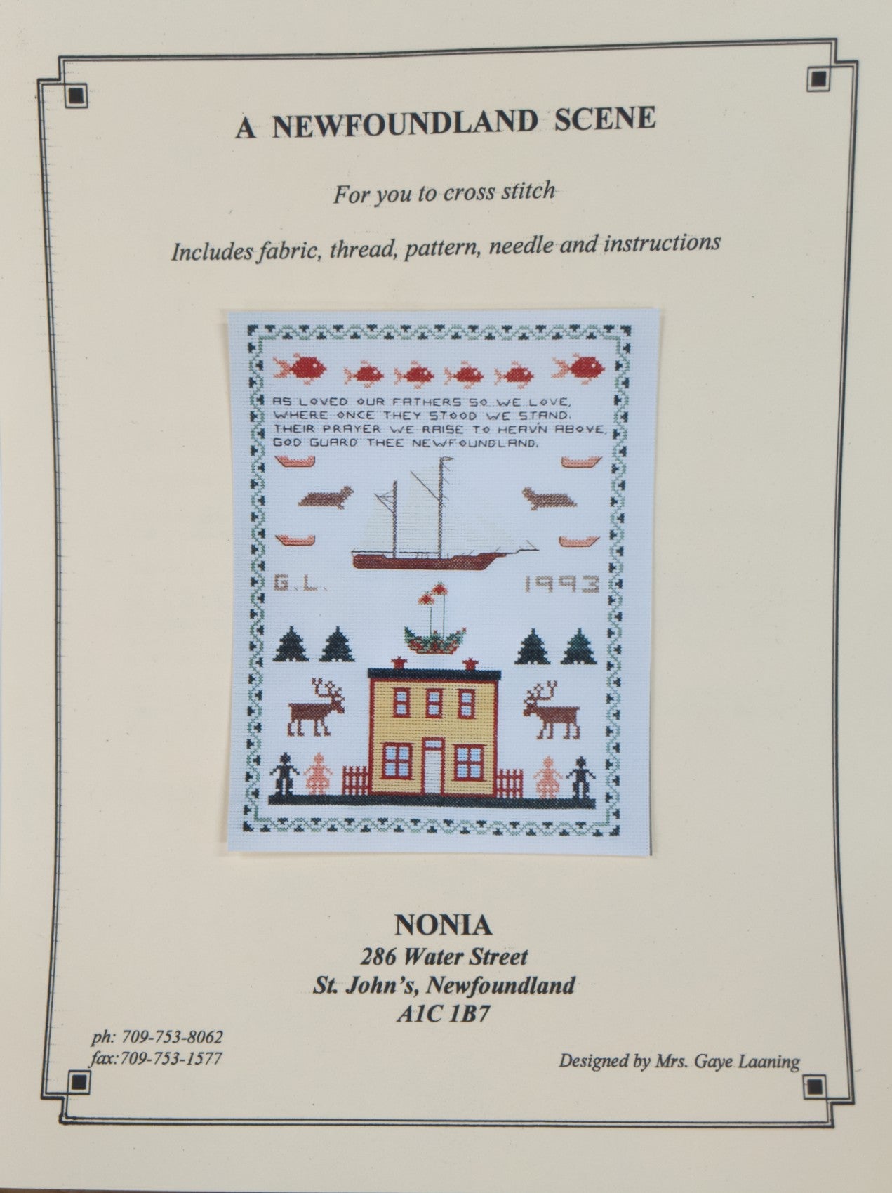 The Ode to Newfoundland Final Verse Cross Stitch Kit